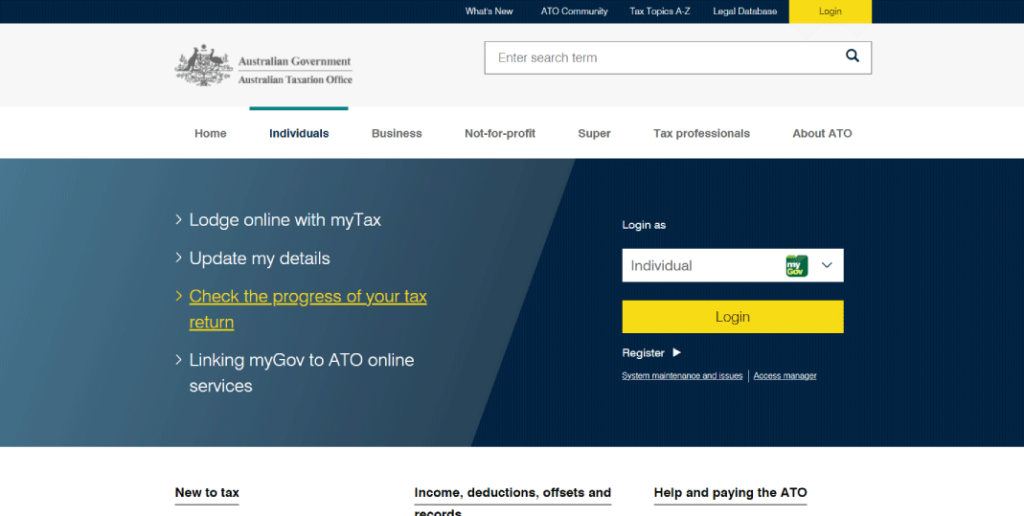 オーストラリア税務署サイト